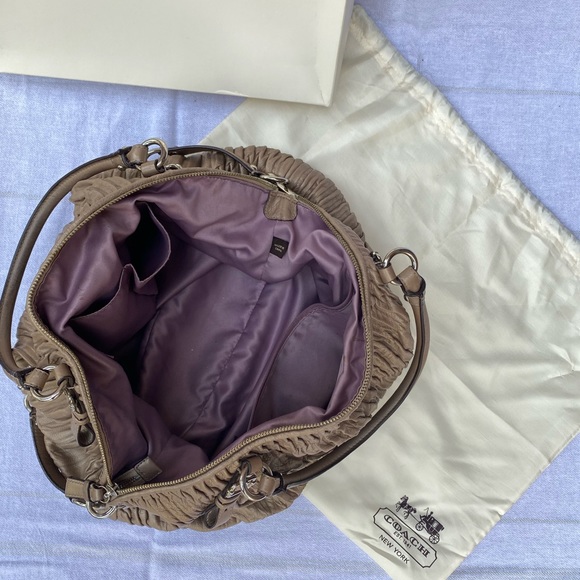 Coach Madison Gathered Sophia Satchel Tan/Gold/Champagne - Picture 7 of 9